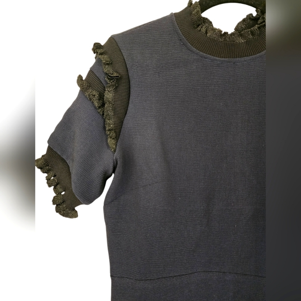 NEW! CAARA Massanet mini Dress, Navy blue, black ruffles, Size M - Picture 3 of 8